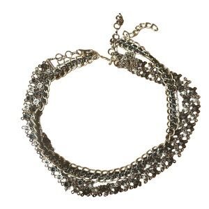 Silver-Tone Double Chain & Crystal Statement Belt